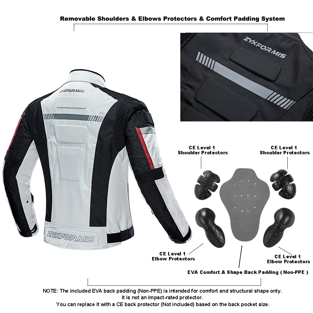 Zyxformis Motorcycle Jacket Motorbike Biker Waterproof Jackets Windproof Full Body Protective Gear Armoured Summer Winter for Men