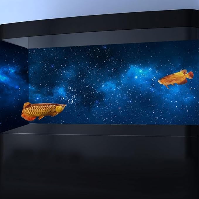 48X20IN Starry Aquarium Background, Art Starry Fish Tank Decorations Background, with 8 EVA Double-Sided Tape
