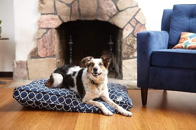 Molly Mutt Sheepy Wool Crate Mat - 100% Cotton Canvas Cover with Temperature-Regulating 100% Natural Wool-Filled Insert Dog Bed - Soft & Supportive Wool-Filled Bed - (48"x30"x2.5", Rough Gem)