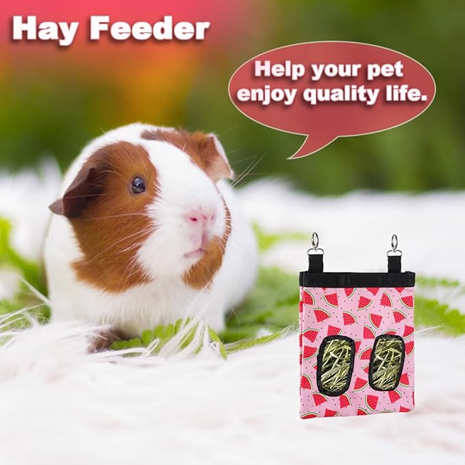 DZWLKJ Rabbit Hay Feeder, 600D Polyester, Watermelon, Hay Feeder Bag, Guinea Pig, Chinchilla, Hamsters, Small Pets, 1 Pack, Foldable, Lightweight