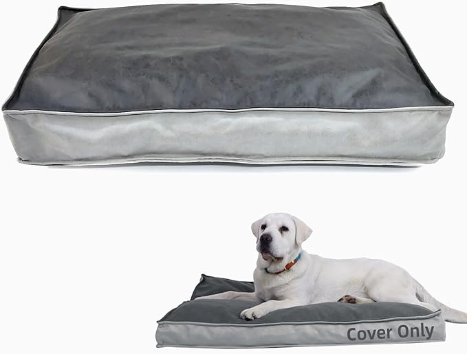 Dog Bed Cover, Comfortable and Quiet Dog Bed Covers for Pet Mat Bed,Washable Removable Cover，Faux Leather Pet Nest, 35" L x 22" W x 3" H ，Cover Only