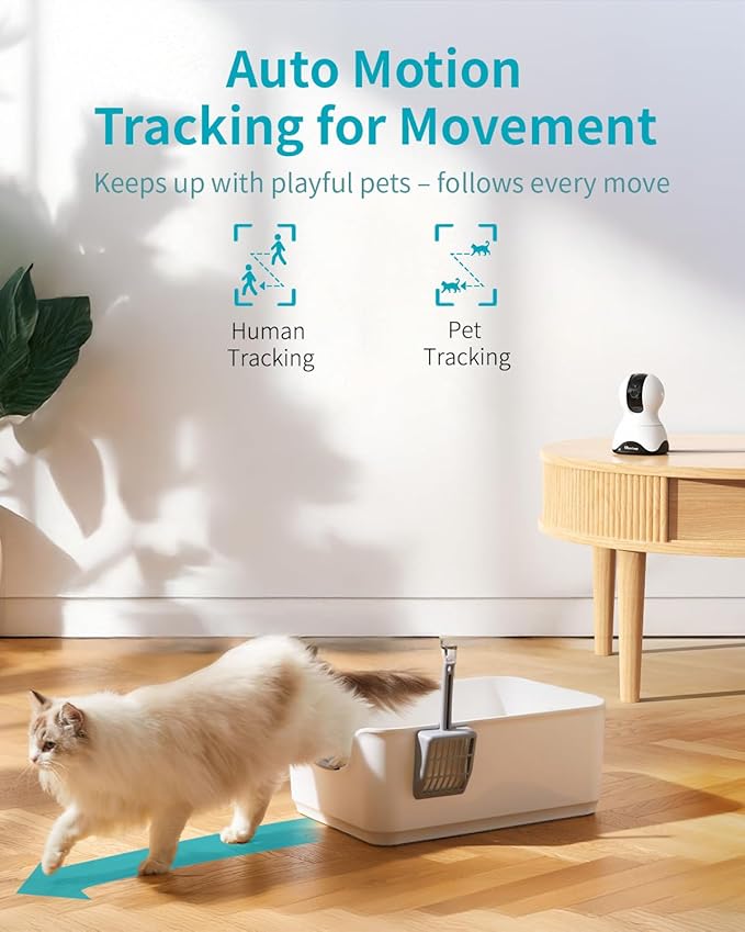 VIMTAG 8MP UHD Pan/Tilt Indoor Camera for Pet/Dog/Cat/Baby/Nanny, Security Camera for Home/Room with Phone App, 5G/2.4G WiFi, Night Vision, 2-Way Audio, Motion Tracking, AI Detection, Works w/Alexa