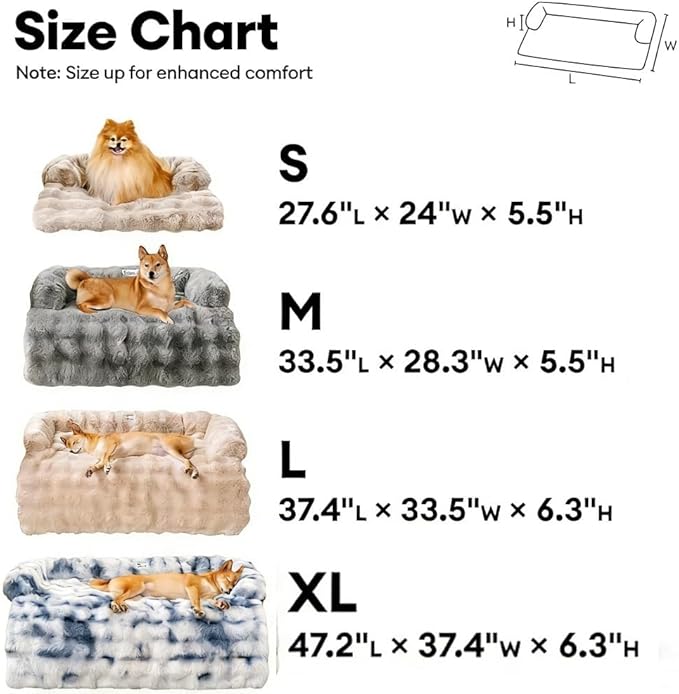 Dream Cloud Pet Sofa Bed for Dogs Cats, 2026 Washable Removable Calming Fluffy Plush Mat for Furniture Protector, Long Fur Non-Slip, for Small/Medium/Large Home Pets (Khaki, XL: 47.2 * 37.4IN)