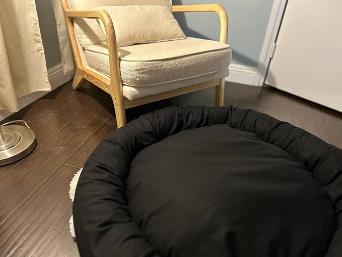 Organic Cotton Canvas Dog Bed: Removable Cover, Natural Fill - Made in USA (Black, XX Large 50" x 8" inches)