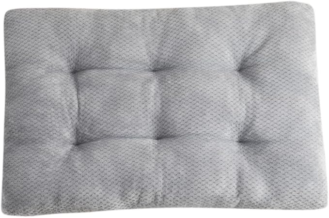 Washable Dog Bed for Large Breeds, Extra Cushioned Crate Mattress with Removable Fluffy Cover, Non-Slip Orthopedic Pet Pad, Machine Washable Kennel Mat(Grey,XS)