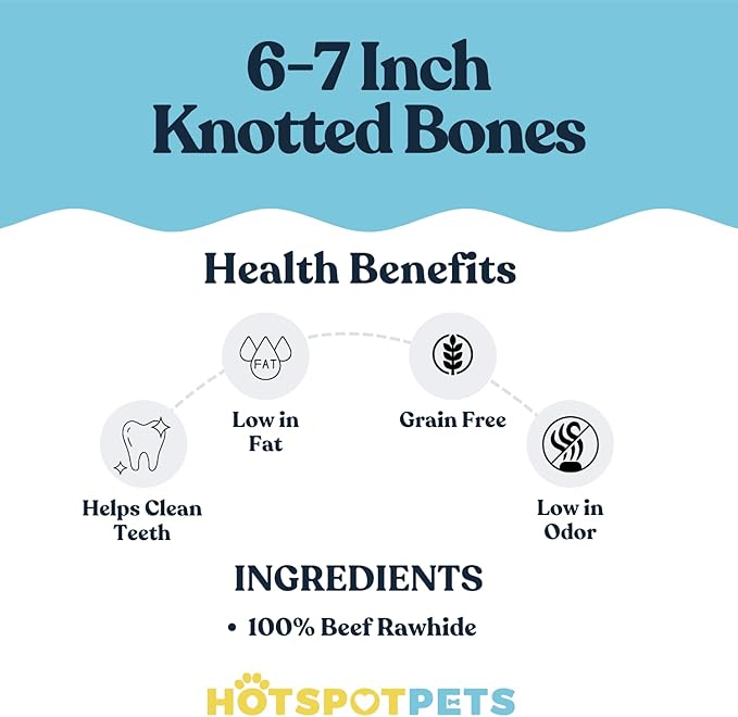 hotspot pets 20 Pack - 7 Inch USDA Certified Rawhide Dog Chews - from Grass Fed Brazilian Cows - Promotes Tooth Health and Good Behavior (20 Pack)