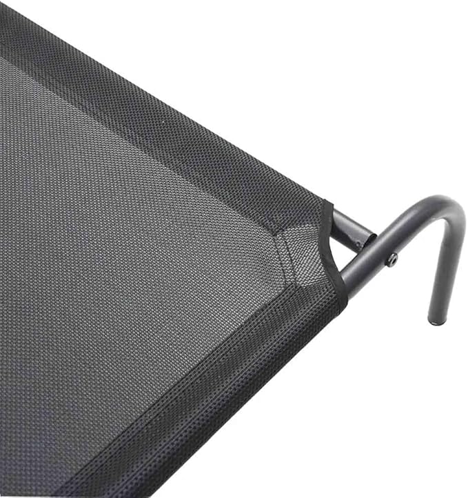 XXL Elevated Dog Bed, Portable Raised Pet Cot for Large Breeds, Breathable Textilene Mesh, Durable Powder-Coated Steel Frame, Indoor Outdoor Cooling Bed, 59.1 x 35.4 Inch, Black