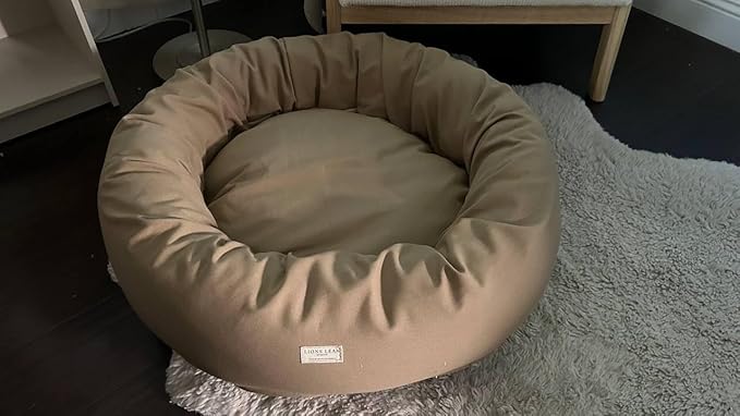Organic Cotton Canvas Dog Bed: Removable Cover, Natural Fill - Made in USA (Tan, X Small 18" x 6" inches)