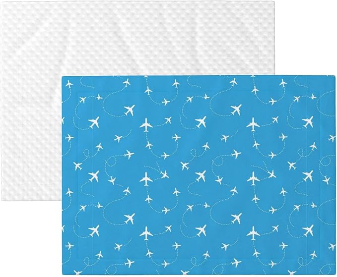 Reversible Dog Blanket for Beds Couches, Aircraft Airplane Pattern Navy Blue, Double Sided Cat Blanket with Textured Dot Feel and Smooth Feel for Seasonal Comfort All Year