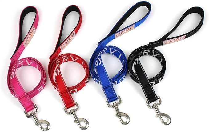 Albcorp Emotional Support Dog Leash 4 FT x 1 Inch – Reflective ESA Leash with Embroidered Emotional Support Lettering, Heavy-Duty Nylon, Padded Neoprene Handle, (Black, Emotional Support)