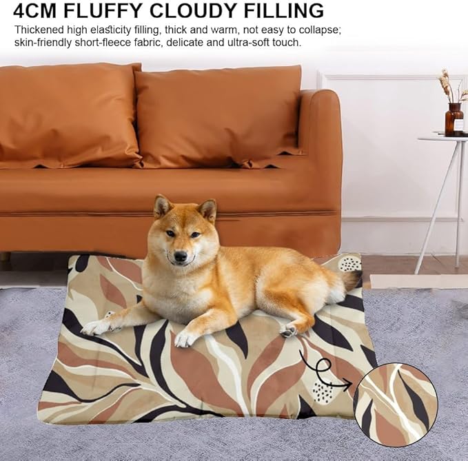 Modern Earthy Leaves Outdoor Dog Bed Small Dog Crate Mat Bed Pads for Crates for Crate Washable Non-Slip Medium Dogs Pad Mat Products Dogs Indoor Outdoor 36X24 Inch