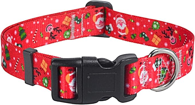Christmas Dog Collar - Premium Adjustable Dog Collar for Small Medium Large Dogs (Christmas,L)