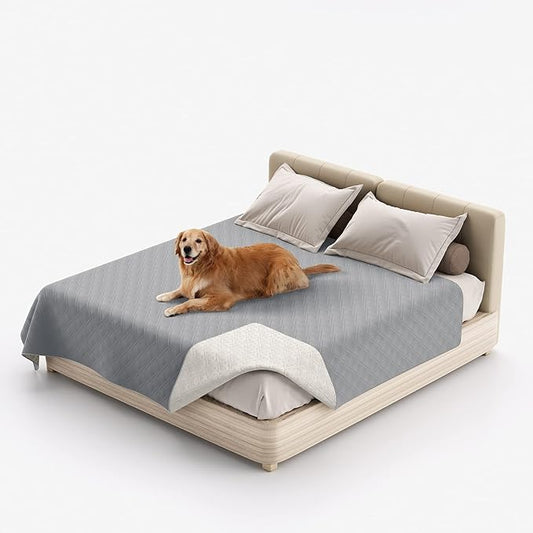 Waterproof Dog Bed Covers for Couch Protection, Water-Resistant Soft Dog Pet Blanket Anti-Slip Dog Blanket for Bed, for Furniture Bed Couch Sofa (Light Gray,96x82inch)