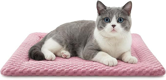 Dog Bed Mat, Dual-Sided Dog Crate Bed Mat - Ultra Soft & Machine Washable Kennel Pad for Cats and Extra Small Dogs, All-Season Comfort Pet Bed for Crates, Travel, and Home, Pink, 18 x 14 Inch