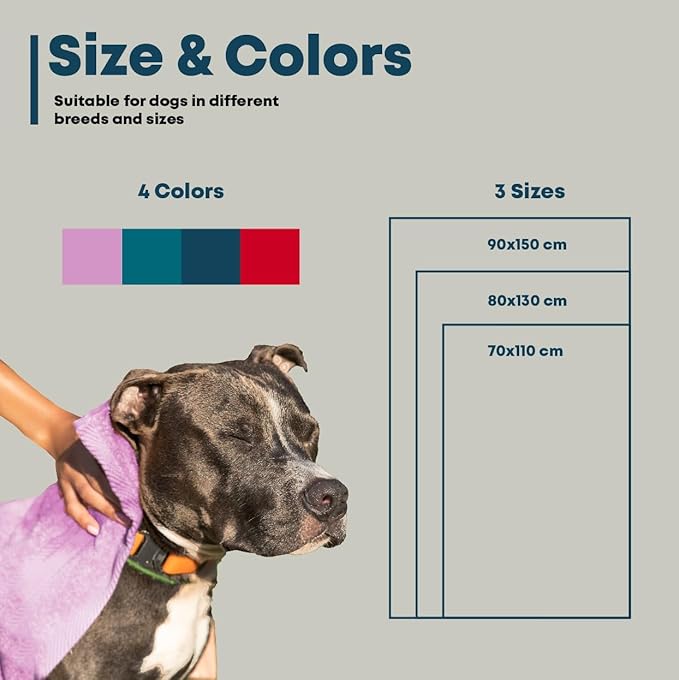Extra Large Dog Towel Soft Absorbent Bath Pet Towels for Drying Dogs, Elastic Terry Microfiber Soft Towel, Machine Washable, Quick Dry, Multipurpose (L, XL, 2XL) (Purple, XL)