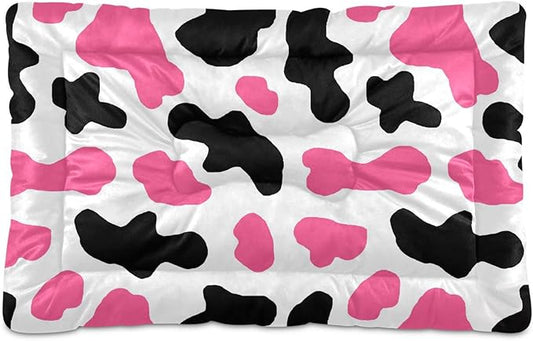 Pet Bed Pink Milk Cow Print Dog Bed Mat Absorbing Non Slip Pad Pet Sleeping Mat for Small, Medium, and Large Dogs Puppy Cat 36 in x 24 in