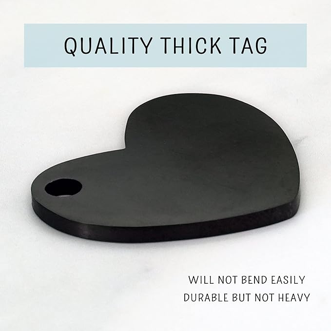 Ultra Joys Dog ID Tag, Custom Dog Tag Personalized Cat Tag, Pet ID Tag, Brushed Stainless Steel Heart Cat Tags Pet Tags, Brushed Stainless Steel Heart Dog Tag Black Large