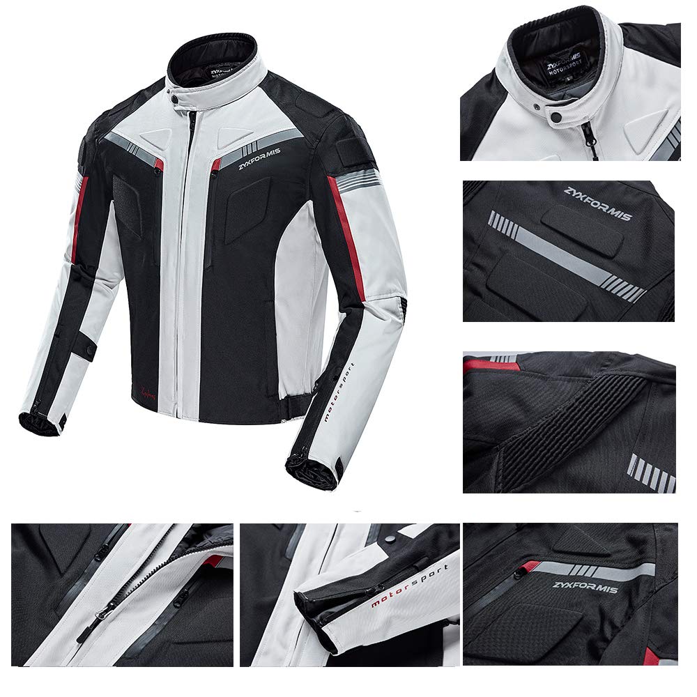 Zyxformis Motorcycle Jacket Motorbike Biker Waterproof Jackets Windproof Full Body Protective Gear Armoured Summer Winter for Men