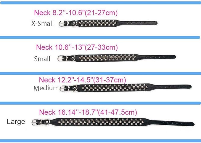 Spiked Dog Collar Soft Pu Leather Mushrooms Rivet Spike Studded Puppy Adjustable Pet Collars for Small Breeds (XS, Black)