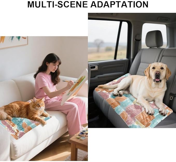 Coloful Village Scene Modern Dog Bed Easy to Clean Dog Mats for Sleeping Pads Large Crate Pads Washable Non-Slip Bed for Small Crate Cute Mat Car Pillows Indoor Outdoor 36X24 Inch