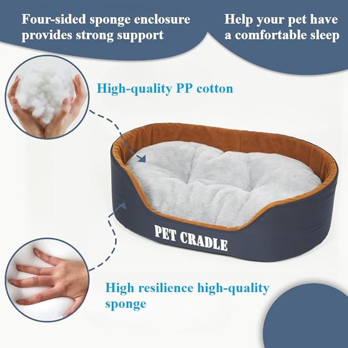 Dog Bed Orthopedic Dog Couch Bed, Waterproof Pet Bed with Removable Washable Mat & Non-Slip Bottom(Grey,19.69''X13.78'')