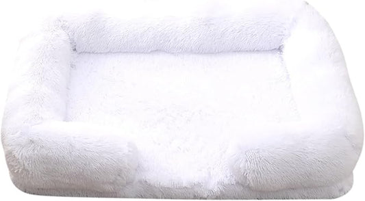 Dog Beds Large Sized dog Orthopedic, Sofa Dog Bed with Waterproof Lining and Nonskid Bottom, Rectangle Washable Dog Bed for Medium Small Dogs and Cats Comfortable ( Color : White , Size : 23 x 18" )