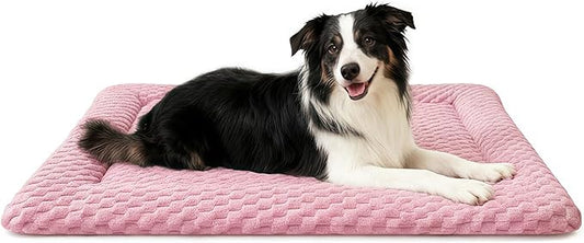 Dog Bed Mat, Dual-Sided Dog Crate Bed Mat - Ultra Soft & Machine Washable Kennel Pad for Large Dogs, All-Season Comfort Pet Bed for Crates, Travel, and Home, Pink, 35 x 23 Inch