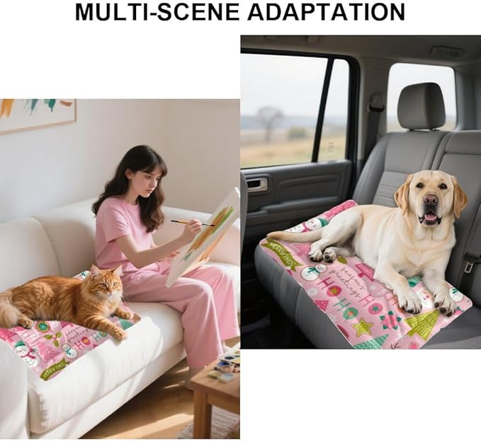 Christmas Santa Pink Bed Pads Dog Mat Bed Pet Padssoft Dog Crate Crate Pads Washable Non-Slip for Cages Puppy Beds for Medium Dogs Washable Mat Dogs Cage Accessories Indoor Outdoor 24X18 Inch