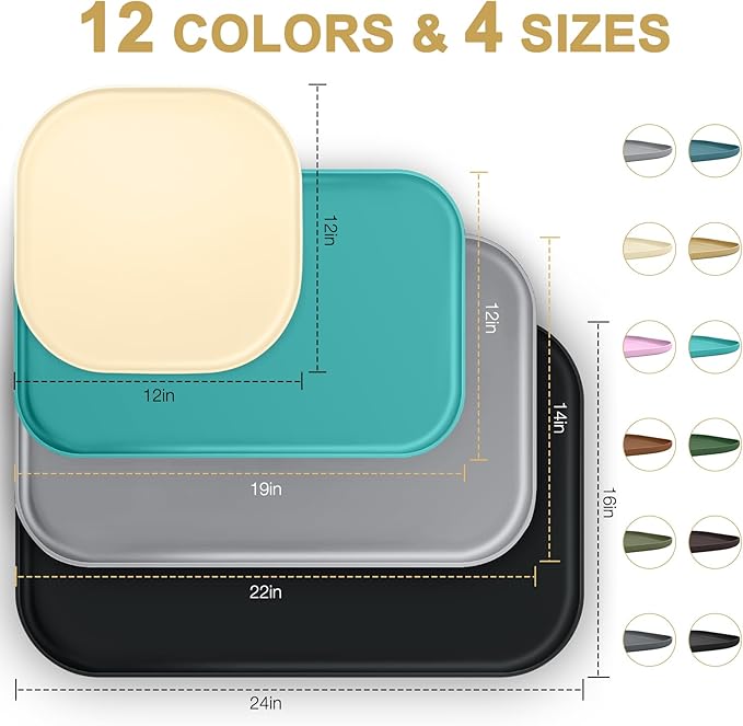 Silicone Pet Food Mat with Raised Edge for Food and Water Bowl, Dog Feeding Mats, Cat Food Trays for Floor Waterproof, Rubber Tray for Dogs and Cats, 24 x 16 x 0.8 Light Purple