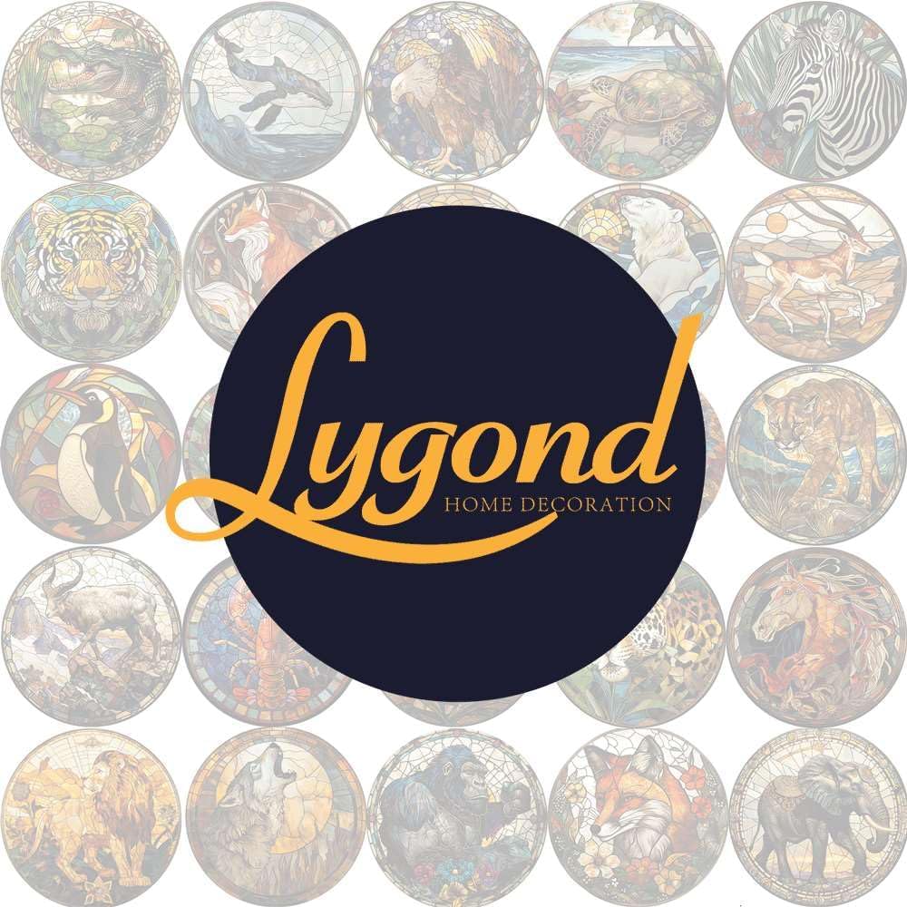 Lygond Metal Sign Tin Sign Circular Stained Glass Leopard Funny Sign for Restaurant 8×8 Inches