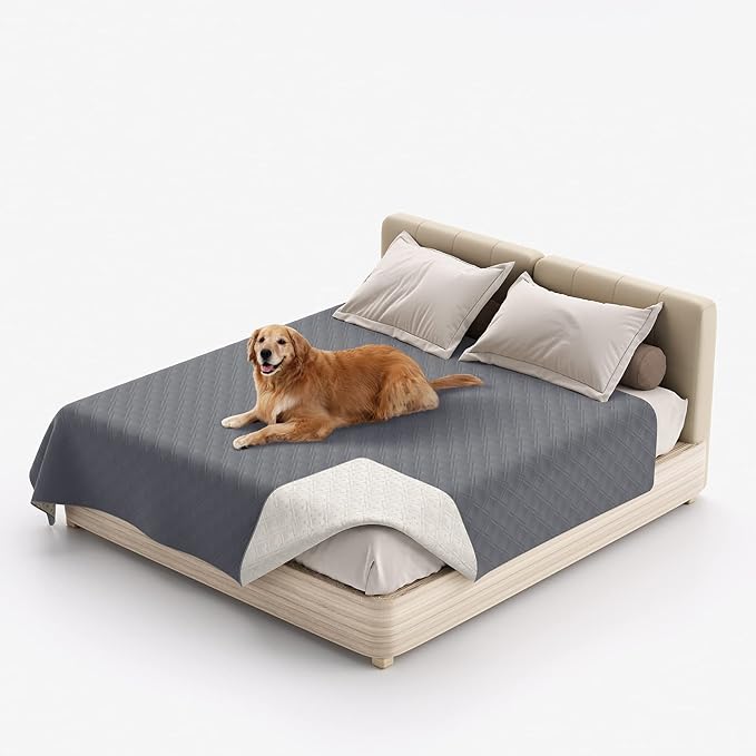 Waterproof Dog Bed Covers for Couch Protection, Water-Resistant Soft Dog Pet Blanket Anti-Slip Dog Blanket for Bed, for Furniture Bed Couch Sofa (Grey,68x82inch)