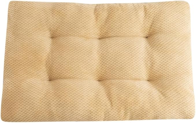 Washable Dog Bed for Large Breeds, Extra Cushioned Crate Mattress with Removable Fluffy Cover, Non-Slip Orthopedic Pet Pad, Machine Washable Kennel Mat(Brown,L)