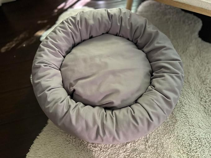 Organic Cotton Canvas Dog Bed: Removable Cover, Natural Fill - Made in USA (Blue Gray, Small 24" x 7" inches)