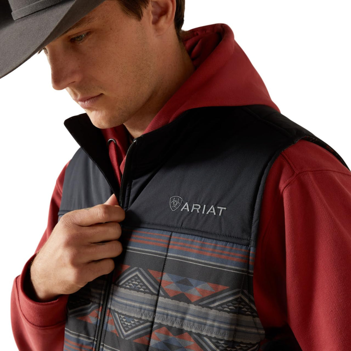 ARIAT Crius Insulated Vest, Southwestern/Rust, Large Tall