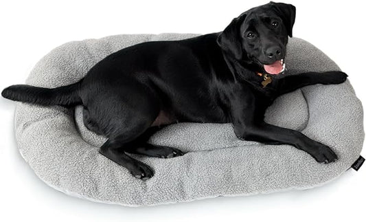 Washable Dog Bed for Medium Dogs, Reversible Plush & Oxford Medium Dog Bed for Crate, 3" Thick Cushion Kennel Mat, Machine Washable Non‑Slip Dog Bed, Fits 36 Inch Crates, Grey