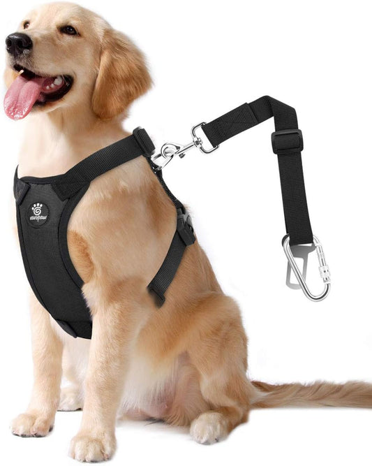 Dog Seat Belt, Safety Vest Dog Car Harness with Adjustable Buckle Dog Seat Belt for Vehicle Nylon Pet Safety Seat Belts Heavy Duty(L, Black)