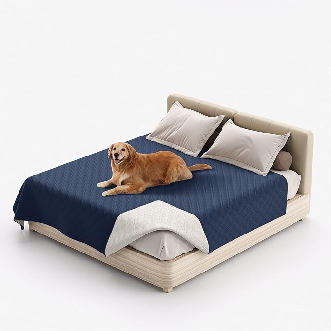 Waterproof Dog Bed Covers for Couch Protection, Water-Resistant Soft Dog Pet Blanket Anti-Slip Dog Blanket for Bed, for Furniture Bed Couch Sofa (Navy Blue,52x82inch)