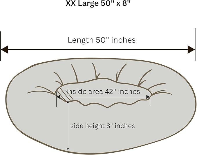 Organic Cotton Canvas Dog Bed: Removable Cover, Natural Fill - Made in USA (Gray, XX Large 50" x 8" inches)