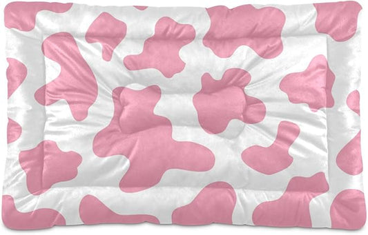 Pink Milk Cow Print Pet Bed Cute Dog Bed Mat Absorbing Non Slip Pad Pet Sleeping Mat for Small, Medium, and Large Dogs Puppy Cat 24 in x 18 in