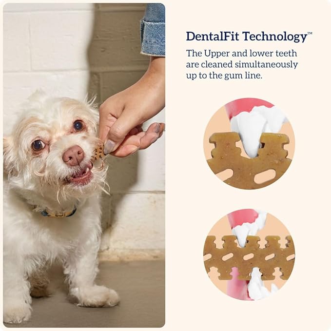 Groovies Flexible Dog Dental Chews with Patented DentalFit Technology to Help Support Tartar Control & Fresh Breath, Medium Dog Chews for 15-25 lb Dogs, USA Manufactured Oral Care, 45 Chews