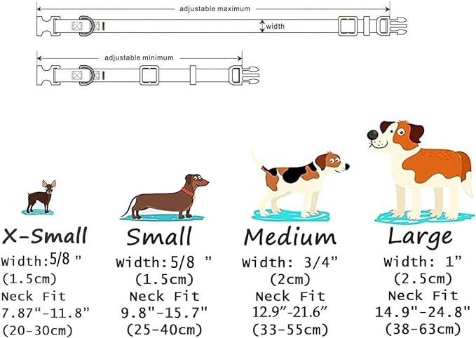 Dog Collar with Bohemia Floral Tribal Geometric Patterns - Soft Ethnic Style Collar Adjustable for Small Medium Large Dogs(Sea Wave,XS)