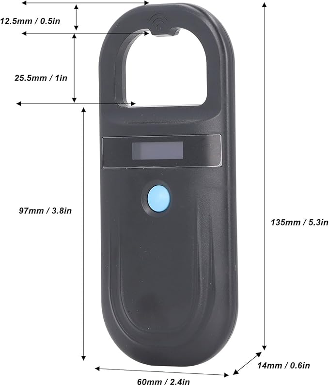 Animal ID Reader Pet Microchip Scanner Tag Reader with OLED Display USB Rechargeable 134.2KHz for Dogs Cats Pigs Animal Management