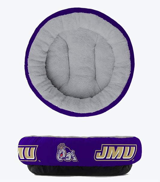 ShopInstaPets James Madison Dukes Officially Licensed Plush Donut Pet Bed – Cozy, Machine Washable, Perfect for Pets (Medium)