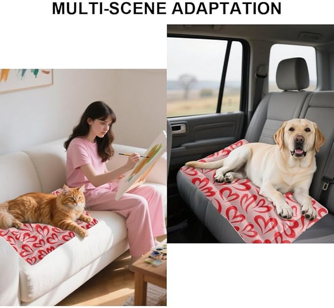 Comfy Dog Bed with Anti- Slip Bottom, Love Hearts Valentine Gift Cat Pillows Crate Pads Cages Dog Beds& Furniture Comfortable Cage Mat for Indoor& Outdoor Sofa Cars, Machine Washable 36 × 24 inch