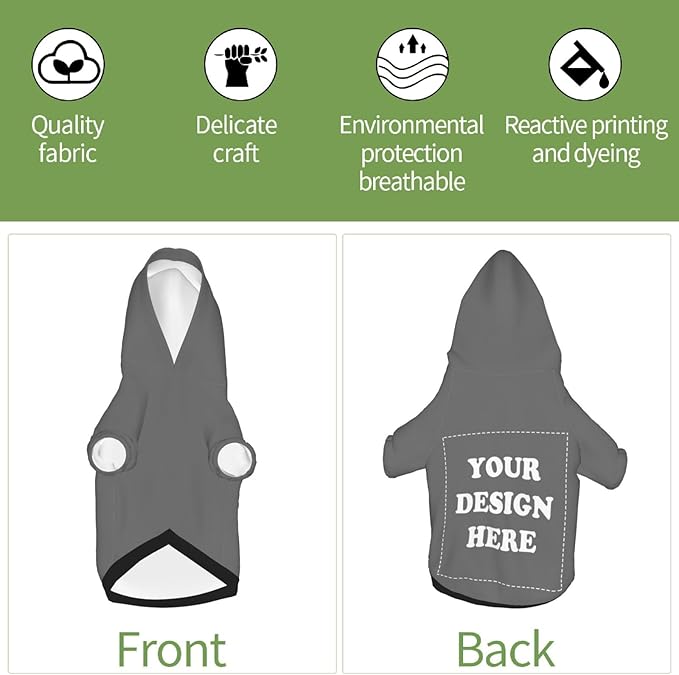 Personalized Dog Hoodie, Custom Dog Costumes for Small Dogs, Holiday Happy Dog Clothes Football Pet Shirt Sweater with Name Number for Girl/Boy Cats/Kitten, Darkgrey, XL