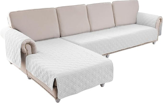ele ELEOPTION 100% Waterproof 2 Piece Couch Cover Pet Blanket Sectional L Shape Sofa Cushion Cat Dog Bed Cover (Chaise Lounge + 3 Seat Covers) White