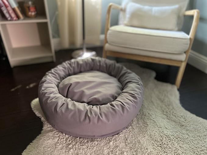 Organic Cotton Canvas Dog Bed: Removable Cover, Natural Fill - Made in USA (Blue Gray, XX Large 50" x 8" inches)