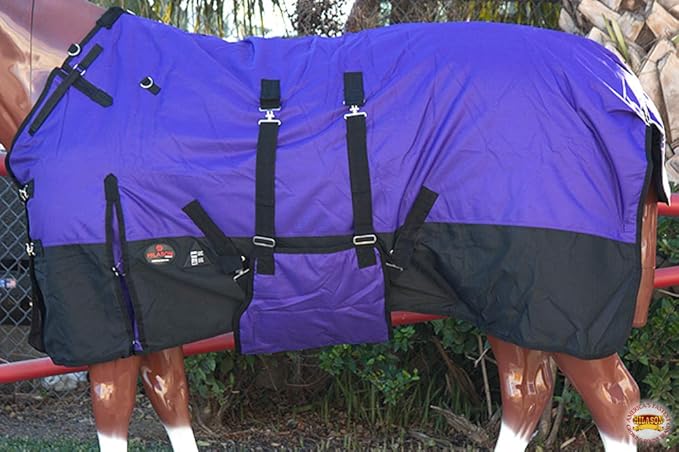HILASON 1200D Winter Waterproof Poly Horse Turnout Blanket Belly Wrap Purple | 75 in