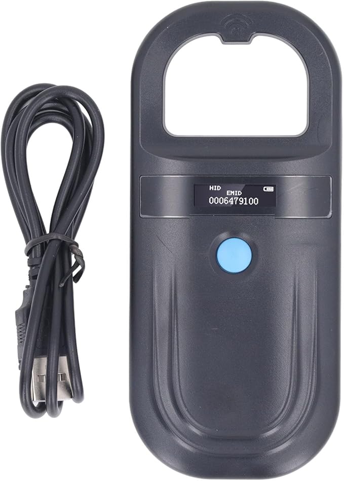 Animal ID Reader, USB Rechargeable Handheld Pet Microchip Scanner with OLED Display and 128 Data Storage for Dog and Cat Identification