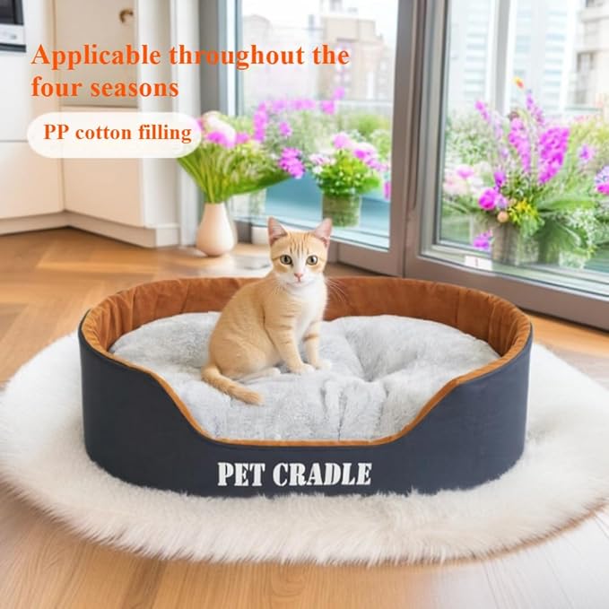 Dog Bed Orthopedic Dog Couch Bed, Waterproof Pet Bed with Removable Washable Mat & Non-Slip Bottom(Blue,15.75''X11.81'')